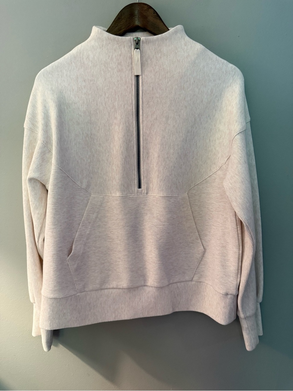 Te Verde Pale Pink Half-Zip Cowl Neck Pullover size M